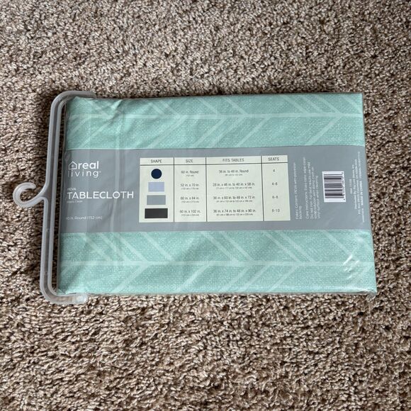Real Living PEVA Vinyl Tablecloth 60" Round Easy Care Flannel Backing NWT - Picture 2 of 2